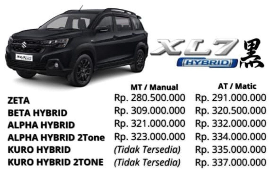 FOTO SUZUKI XL7 PRICELIST